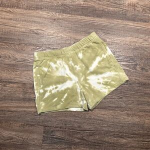 Green and White Athletic Shorts with pockets